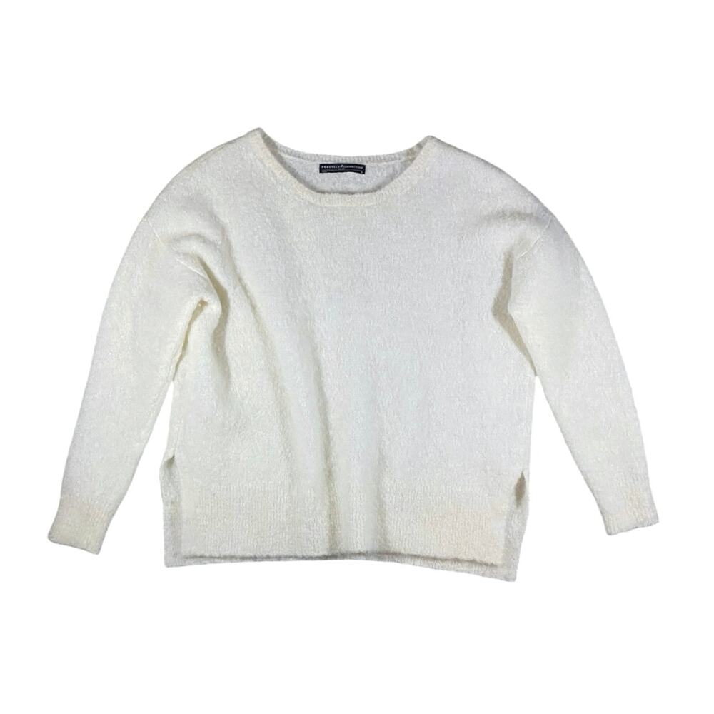 Peruvian Connection Ivory Alpaca Fuzzy Plush Sweater - M